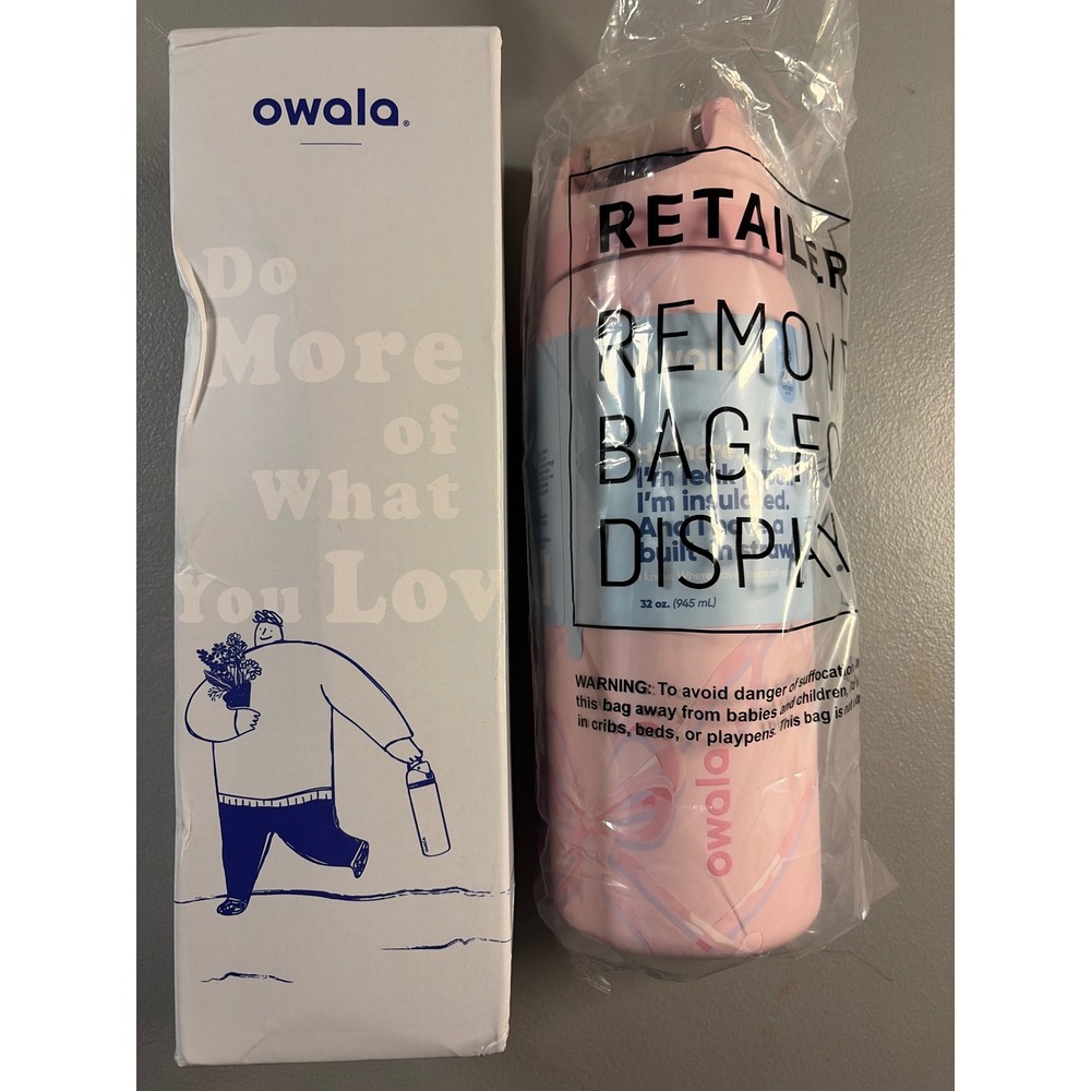 Owala FreeSip Water Bottle Unisex 32oz Pink Birthday Bash Bow Insulated Stainles